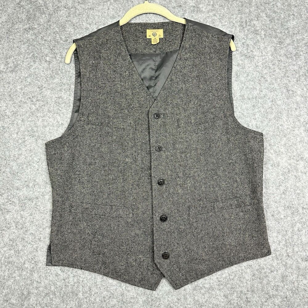 Trevero Wool Blend Waistcoat Vest Mens M Lined Button Front Adjustable Western